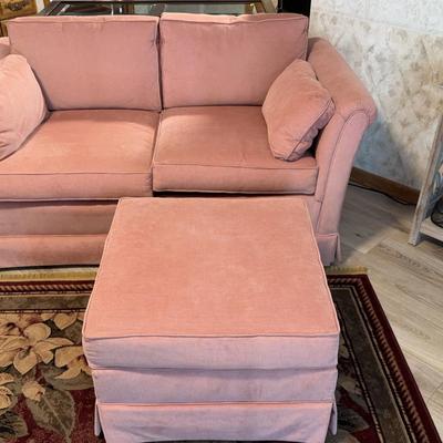 Pink Love Seat and Ottoman, Highland House by Hickory Inc