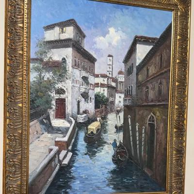 Large Venice canal Oil Painting 48” X 39”