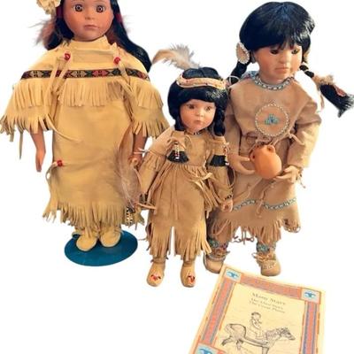 Collection Of Native American Porcelain Dolls - Numbered Limited Editions