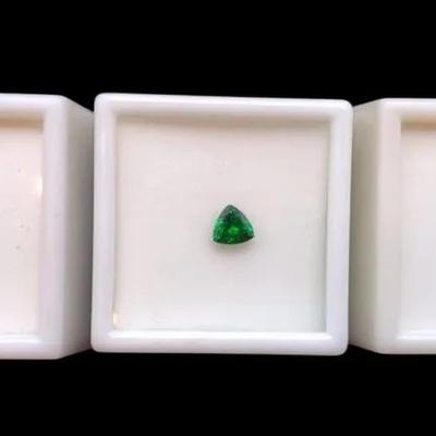 Three Trillion Cut Tsavorite Garnets: One (1) 0.50CT 6x6mm, And Two (2) 0.20CT 4x4mm
