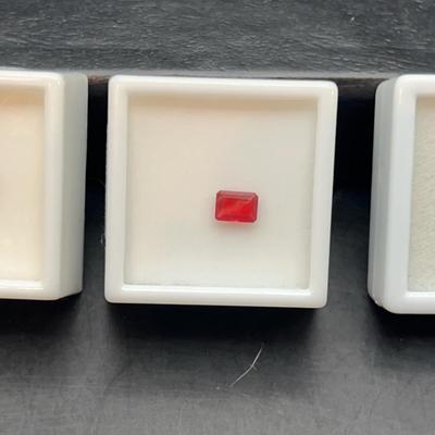 Andesine-Labradorite Emerald Cut 2.25CT & Labradorite Red Emerald Cut .55CT & 1.05CT