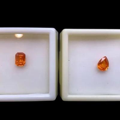 Spessarite Garnets: 1.10CT 7x5mm Emerald Cut And 1.00CT 8x6mm Pear Shape