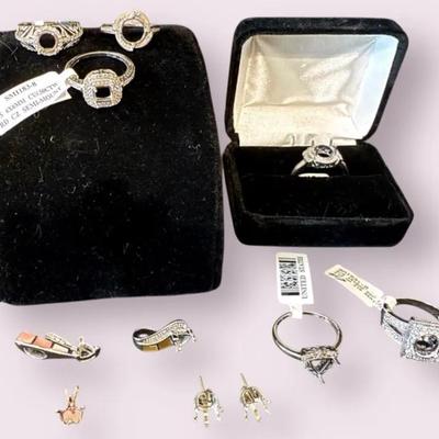 Just add stones! - Sterling Silver Rings, pendants and earring setting lot 