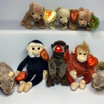 Regular Size ty Beanie Babies: Bears, Monkeys And More 