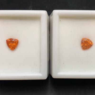 Two 1.00CT 6.5x6.5mm Trillion Cut Nigerian Spessarite Garnets