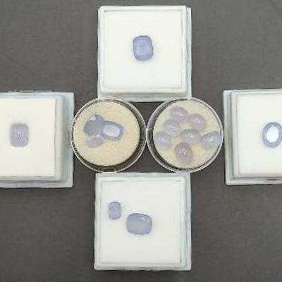 Loose Faceted And Cabochon Blue Chalcedony Stones