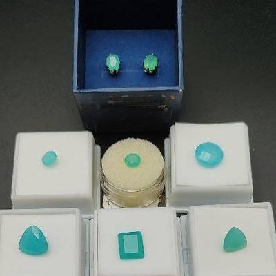 Loose Chalcedony Stones + 2 Mismatched Pierced Earrings