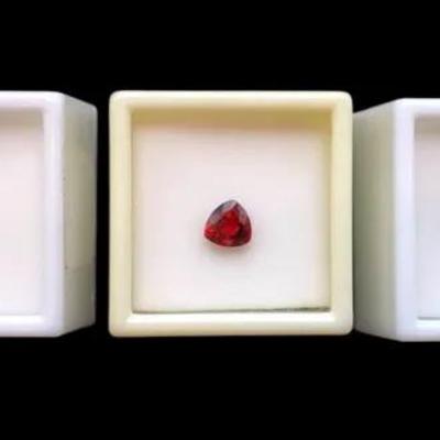 Two 3.45CT 10x10mm Trillion Cut Rhodolite Garnets, 1.65CT 7.5x7mm Trillion Cut Spessarite Garnet