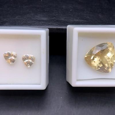 Labradorite Yellow Trillion Cut 2.78CT Pair & 22.25CT