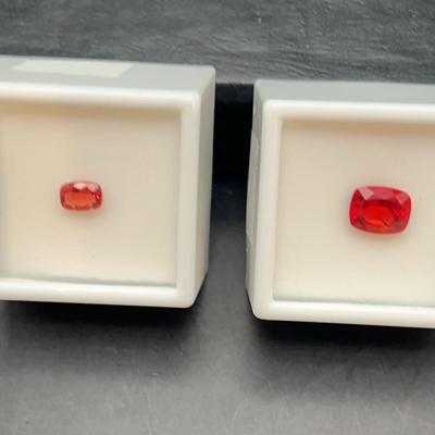 Andesine-Labradorite Cushion .50CT And Labradorite Cusion Red 2.50CT