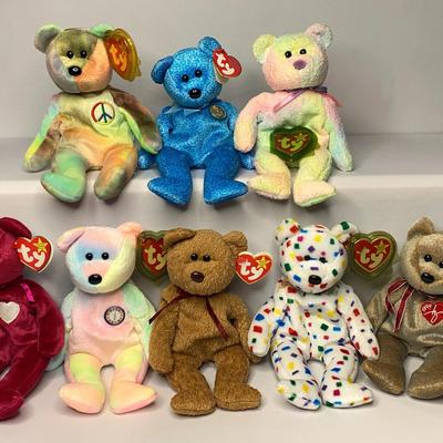 Regular Size ty Beanie Baby Bears Including Peace, Groovy And Classy