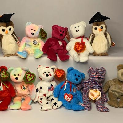 Regular Size ty Beanie Baby Bears And Two Class Of ‘98 Wise
