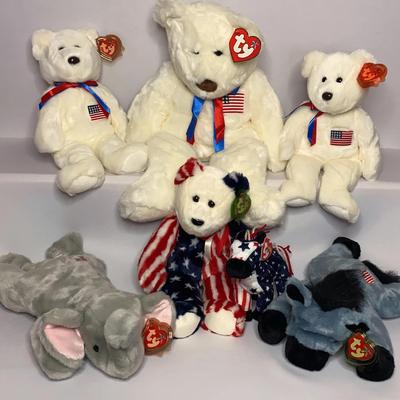 Mostly Larger Size ty Beanie Babies Patriotic Edition