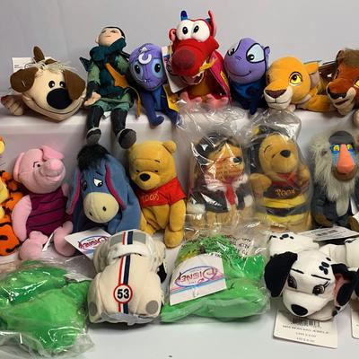Disney Character Beanbags: Mulan, Lion King, Winnie The Pooh, 101 Dalmatians, Herbie, & Glibber