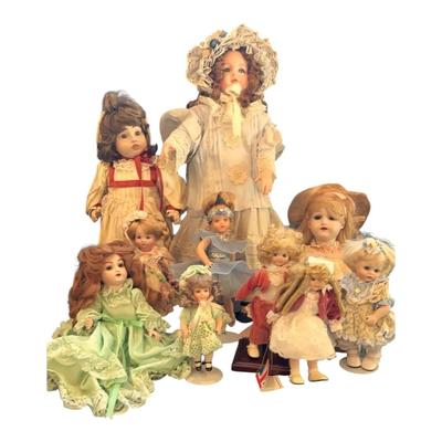 Collection Of 10 Porcelain Dolls 
