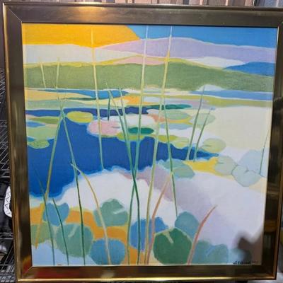 Lily Pond in Summer by Japanese-American artist Tadashi Asoma (1923-2017). 