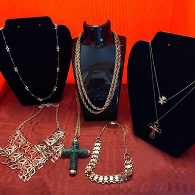 Marked Sarah Coventry,Avon,  And Gold Crown Inc Gold Tone Necklaces