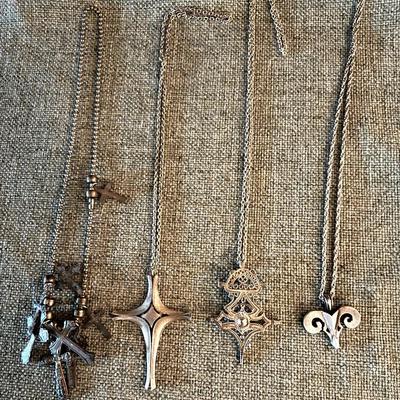Unmarked Silver Tone Gothic Looking Crosses