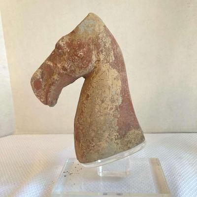 Antique Chinese Tang Tombstone pottery horse sculpture