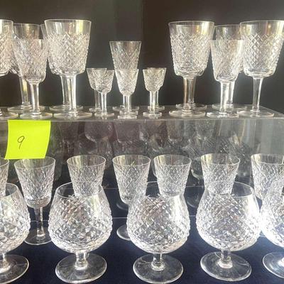 Large set of Waterford Crystal "Alana" stemware