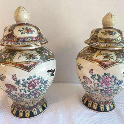 Pair Of Vintage Asian Ginger Jars