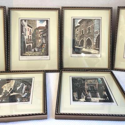 Series Of Signed Woodblock Prints  From Spain by Juan Castells Marti