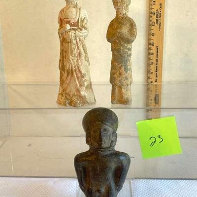 3 antique/vintage rustic Asian Figures
