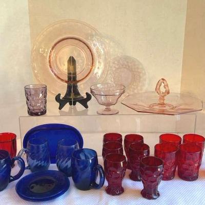 Vintage Multicolored Glassware Assortment