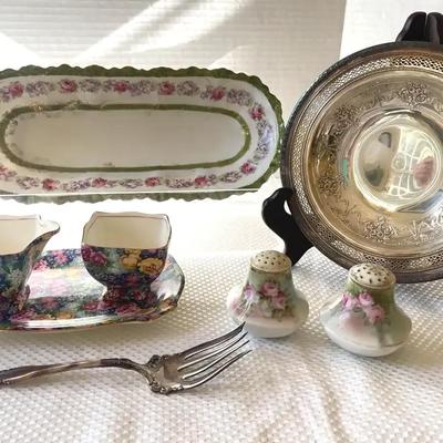 Chintz Wear, Hand Painted Floral China, Silver Plate