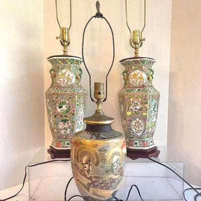 3 Asian table lamps