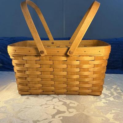 Longaberger Handwoven Basket with Double Handles - Signed