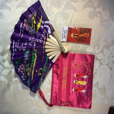 Vietnam Travel Souvenir Lot #2  – Magnet, Pocketbook and Hand Fan 