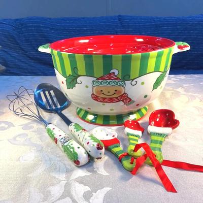 Temp-tations Holiday Ceramic Mixing Bowl & Utensil Set
