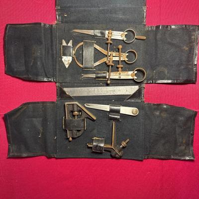 Vintage Brown & Sharpe Drafting Tool Set with Case