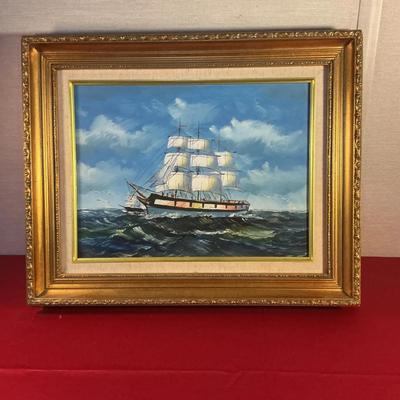 Framed Painting of Sailing Ship