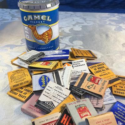 Vintage Camel Cigarette Keg with Matchbook Collection