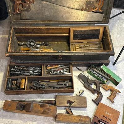 60lbs Of Antique Wooden Tools in Chest | Large Assortment of Vintage Hand Tools - MUST SEE