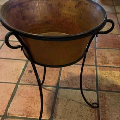 Copper Cooler  On Stand  Also Can Be Used For Planter Etc  