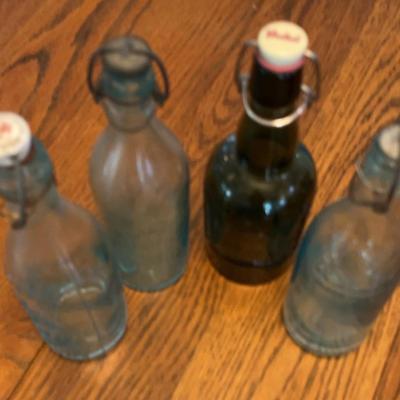 4 Bale Top Beer Bottles Old