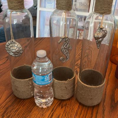 Beachy Tropical Bottles Seahorse, Nautilus, 