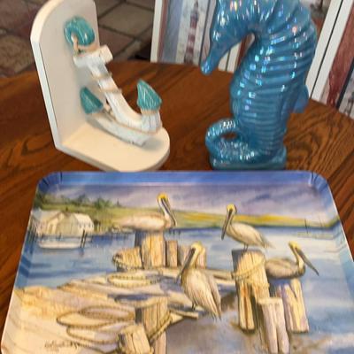  Beachy Chachki’s Serving Tray 17” X 12” Blue Pearl Seahorse 12” Anchor 8”