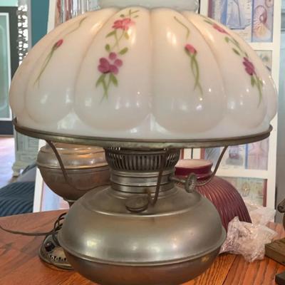 Oil/Kerosene Lamp With Beautiful Shade  22” Rayo Was Made By Bradley Hubbard