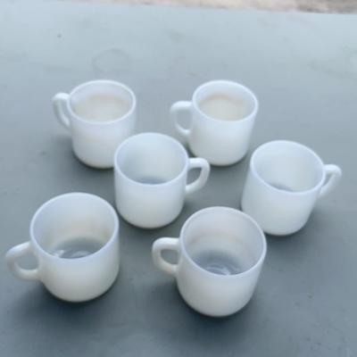 6 Vtg Fire King White Coffee Cups