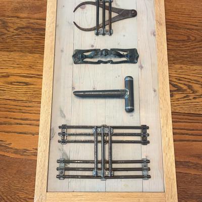 Wood Sign F A I T H  W/OLD TOOLS  AS LETTERS 29” X 13” 