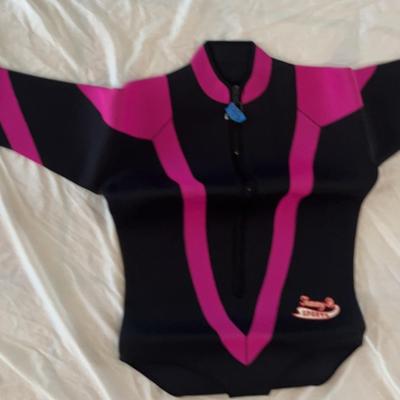 New XXX-LARGE Women’s Diving Suit Pink&Black Partial Zip Up Front  