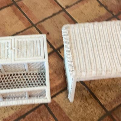 White Wicker Bathroom Wall Cabinet And Seat