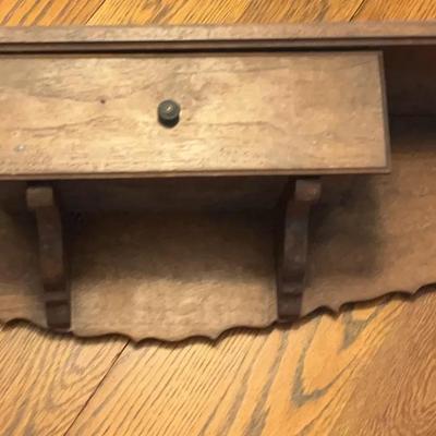 Foyer Wall Shelf  Or  28” X 9” Wood Vintage With Drawer  