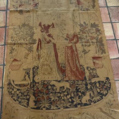 Antique Flemish Midevil Tapestry  53” X 90” Quite Worn But Perfect For Your Party Dungeon  