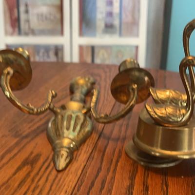 Brass Candler Brass Swans Music Box  Plays Close To You