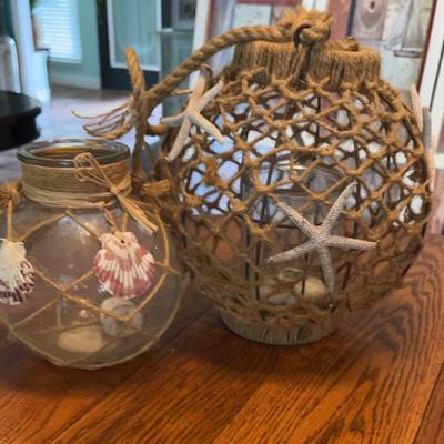 Beachy Tropical Hanging Candle Lamps  10” & 7 1/2” Tall